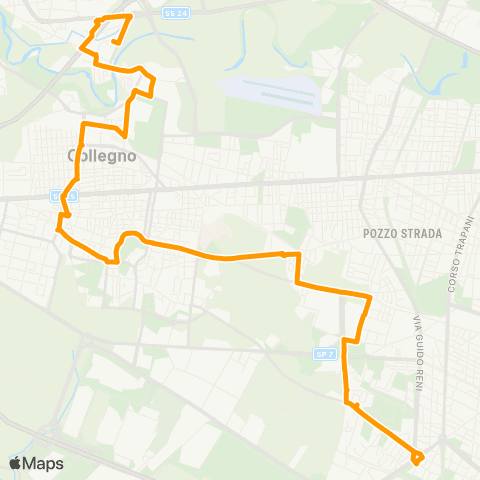 GTT Torino Viale Partigiani (Collegno) - via Don Borio (Grugliasco) map