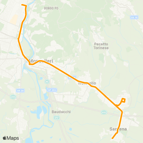 GTT Torino Piazza Carducci (Santena) - Corso Bramante (Feriale) / Corso Maroncelli (Festivo) map