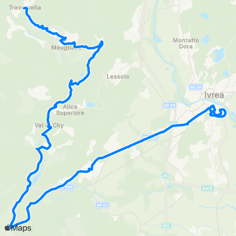 GTT Torino Ivrea - Traversella map