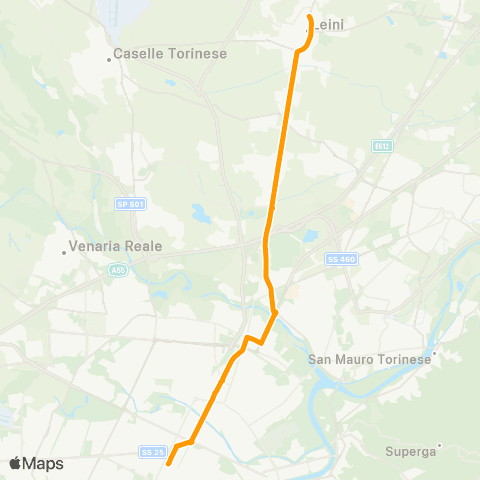 GTT Torino Via Lombardore (Leini) - Corso Bolzano map