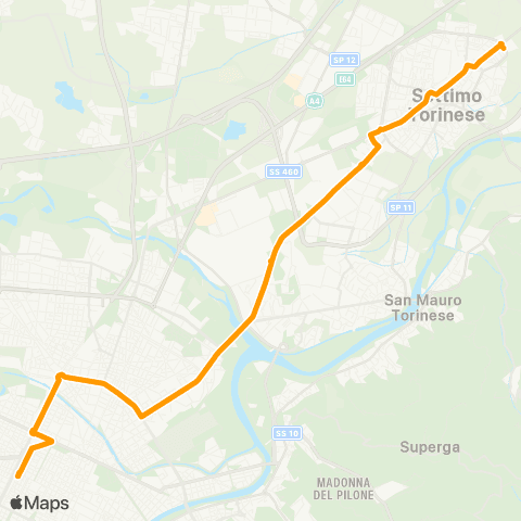 GTT Torino Via Lombardia (Settimo T.SE) - Corso Bolzano map