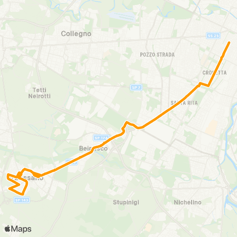 GTT Torino Piazza Dalla Chiesa (Orbassano) - Piazza Arbarello map