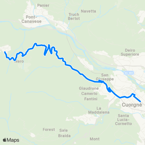 GTT Torino Cuorgne' - Alpette map
