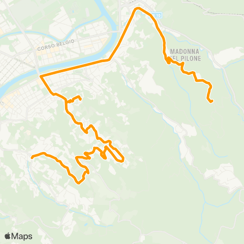 GTT Torino Corso Gabetti (Feriale) / Mongreno (Festivo) - Str. Del Mainero (Feriale) / Piazzale Adua (Festivo) map