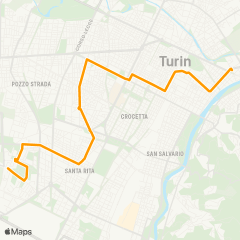GTT Torino Via Moncalieri (Grugliasco) - Corso Farini map