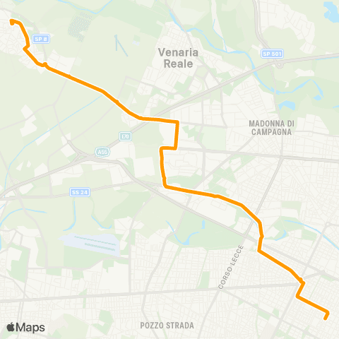 GTT Torino Piazza Oropa (Druento) - Piazza Solferino map
