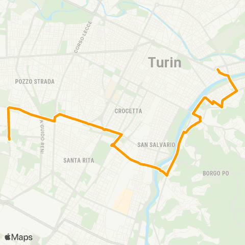 GTT Torino Feriale, via Crea (Grugliasco) - Corso Farini map