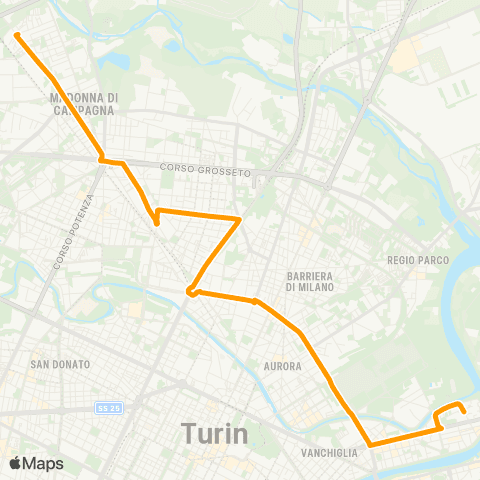 GTT Torino Feriale, via Sandre (Venaria Reale) - Corso Cadore map