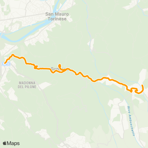 GTT Torino Feriale, Piazza G. Modena - Superga - via Cordova (Baldissero T.SE) map