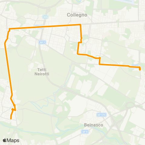 GTT Torino Scolastico, via Moriondo (Rivalta) - via Crea (Grugliasco) map