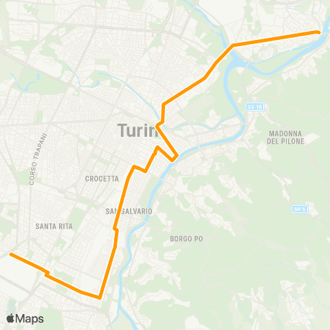 GTT Torino Speciale Stabilimenti, Piazza Mochino (San Mauro) - Corso Tazzoli map