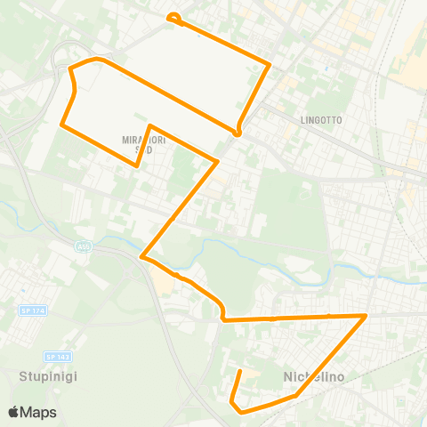 GTT Torino Speciale Stabilimenti, via Amendola (Nichelino) - Corso Tazzoli map