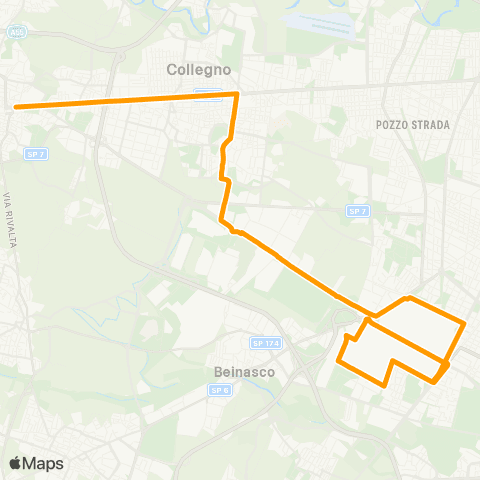 GTT Torino Speciale Stabilimenti, Piazza Martiri Della Libertà (Rivoli) - via Biscaretti map