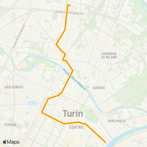 GTT Torino Notturna, Piazza Vittorio Veneto - via Massari map