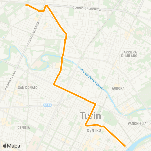 GTT Torino Notturna, Piazza Vittorio Veneto - Piazza Manno map