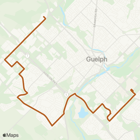Guelph Transit Woodlawn Watson map