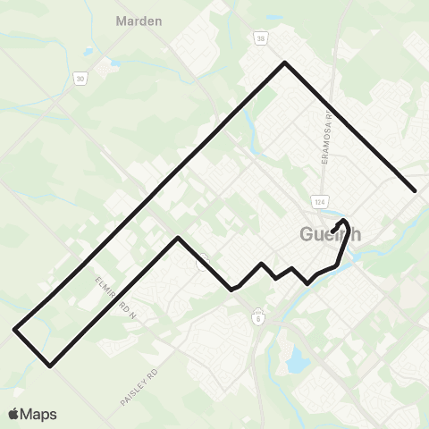 Guelph Transit Brewery Tour Charter map