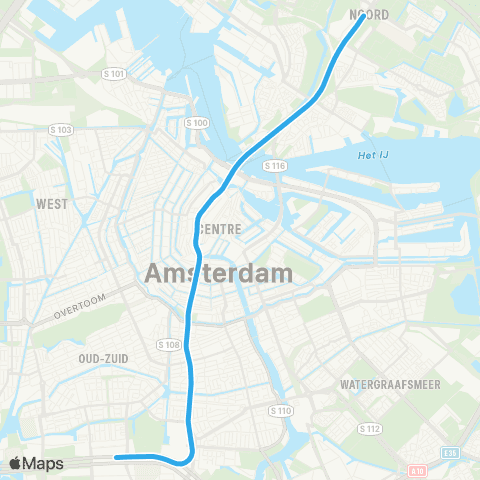 GVB Metrolijn 52 map
