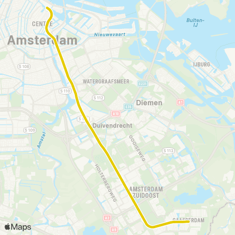 GVB Metrolijn 54 map