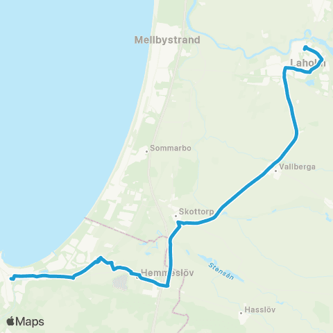 Hallandstrafiken Laholm Bussterminal—Båstad Busstation map