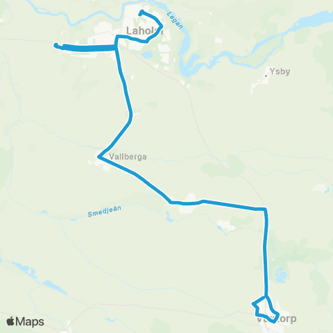 Hallandstrafiken Laholm Bussterminal—Våxtorp Norra Musikvägen map