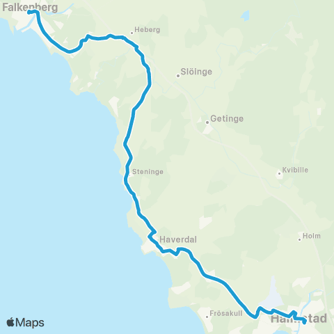 Hallandstrafiken Falkenberg Bussterminal—Halmstad Resecentrum map