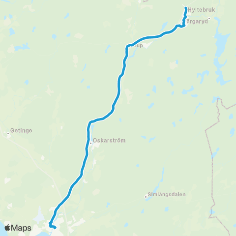 Hallandstrafiken Halmstad Resecentrum—Hyltebruk Hallonvägen map