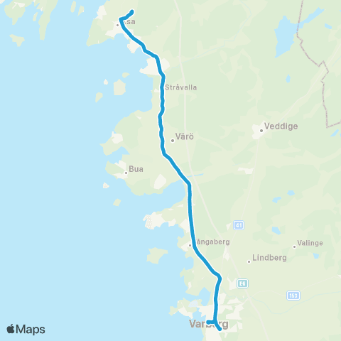 Hallandstrafiken Åsa Station—Varberg Bussterminal map