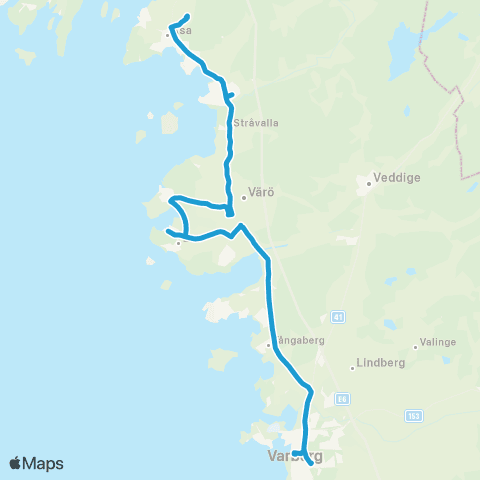 Hallandstrafiken Varberg Bussterminal—Åsa Station map