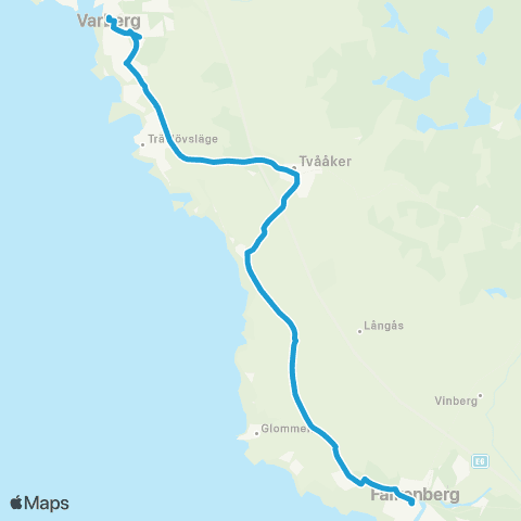 Hallandstrafiken Falkenberg Bussterminal—Varberg Bussterminal map