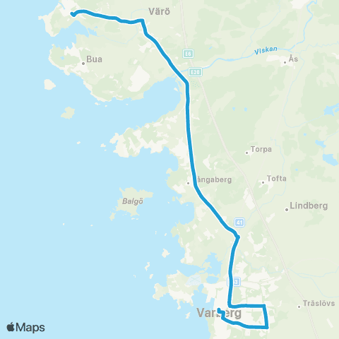 Hallandstrafiken Varberg Bussterminal—Ringhals, Vakten map