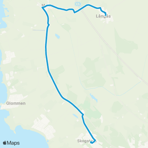 Hallandstrafiken Skogstorpsskolan—Långås map