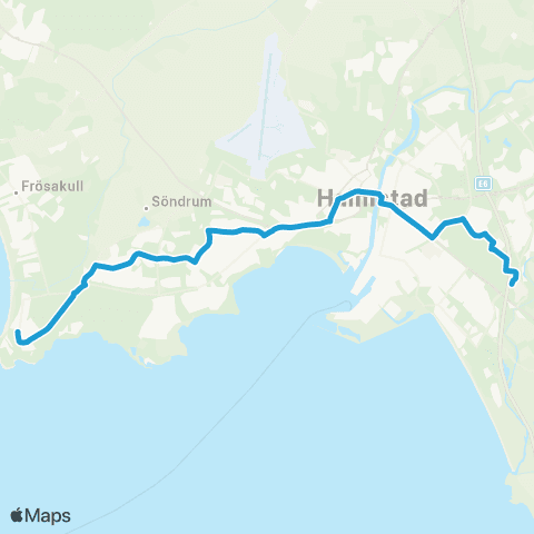 Hallandstrafiken Tylösand—Halmstad Hallarna map