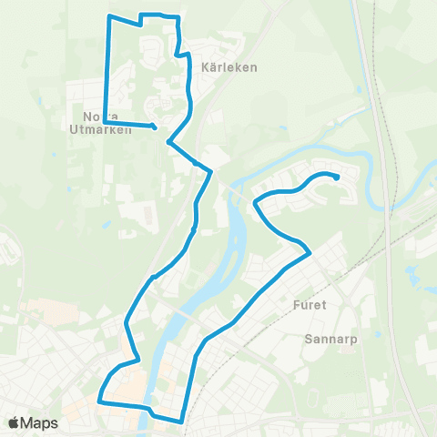 Hallandstrafiken Halmstad Frennarp—Halmstad Sofieberg map