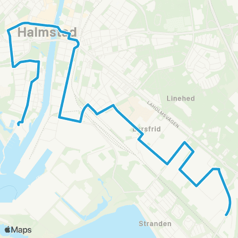 Hallandstrafiken Halmstad Småbåtsgatan—Halmstad Resecentrum map