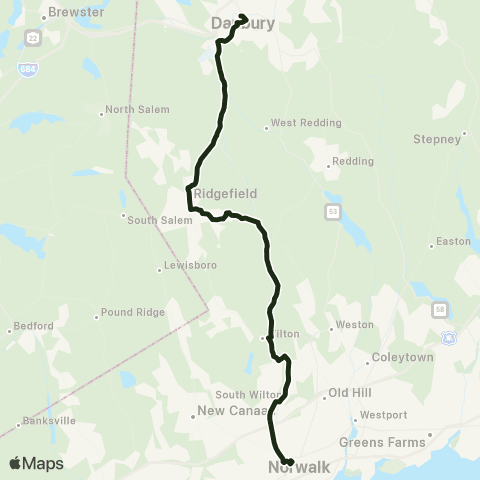 HARTransit Danbury-Ridgefield-Norwalk 7 Link map