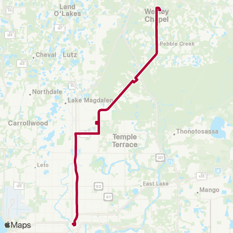 HART New Tampa Limited Express map