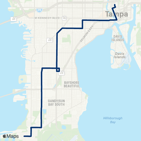 HART South Tampa map