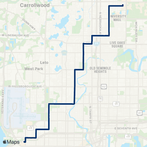 HART University Area / Westshore map