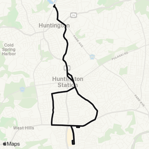 HART Halesite to Huntington LIRR map