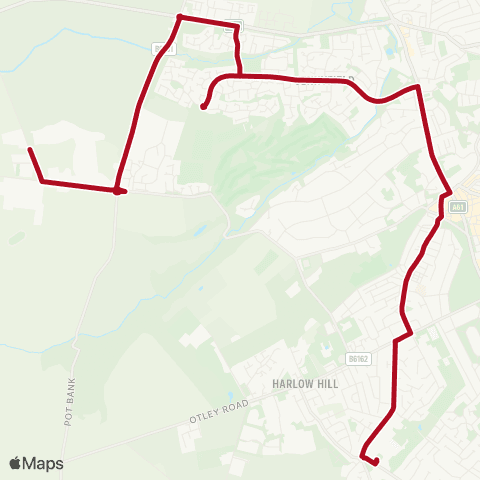 The Harrogate Bus Company Rossett High Sch Grounds - Ribblehead Rd map