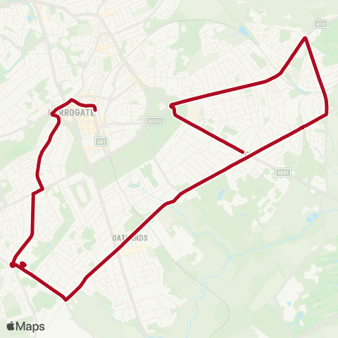 The Harrogate Bus Company Rossett High Sch Grounds - Wedderburn Rd map