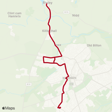 The Harrogate Bus Company Cross - Rossett High Sch Grounds map