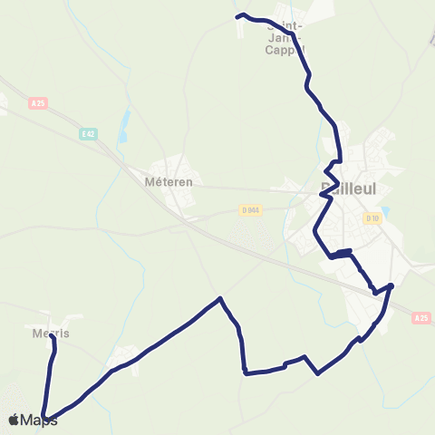 Hop Bus St Jans Cappel - Bailleul map