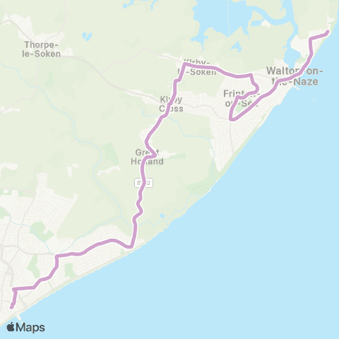 Konectbus Pier Avenue - The Naze map