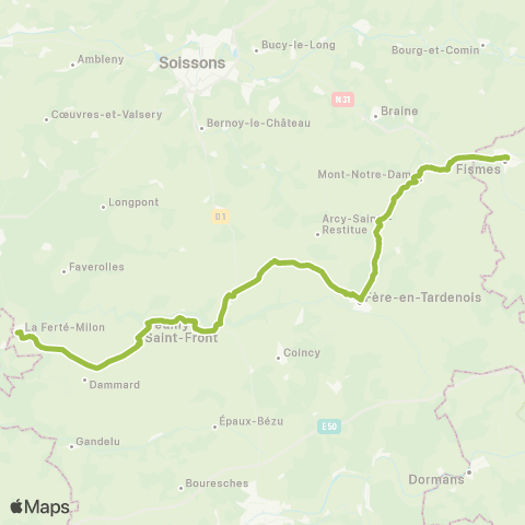 Hauts-de-France Car 02 La Ferté Milon - Fismes map