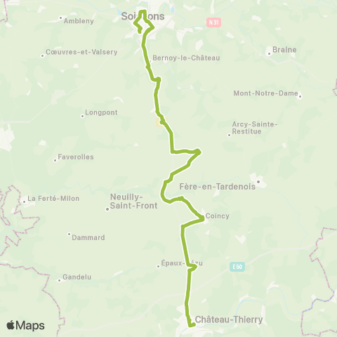 Hauts-de-France Car 02 Château Thierry - Soissons map