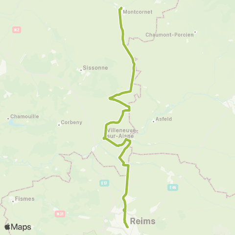 Hauts-de-France Car 02 Montcornet - Guignicourt - Reims map