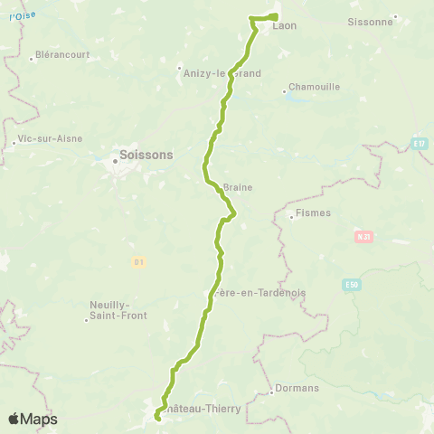 Hauts-de-France Car 02 Château-Thierry - Fère - Laon map