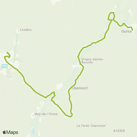 Hauts-de-France Car 02 St Quentin - Guise par Mézières / Oise map